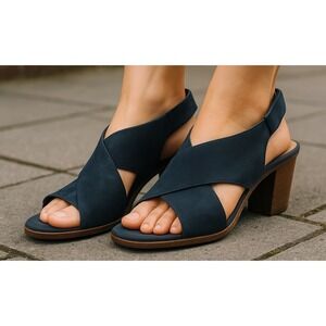 Clarks Collection‎ Soft Cushion Women's Sashlin Nolte Sandal Blue Nubuck Size 9